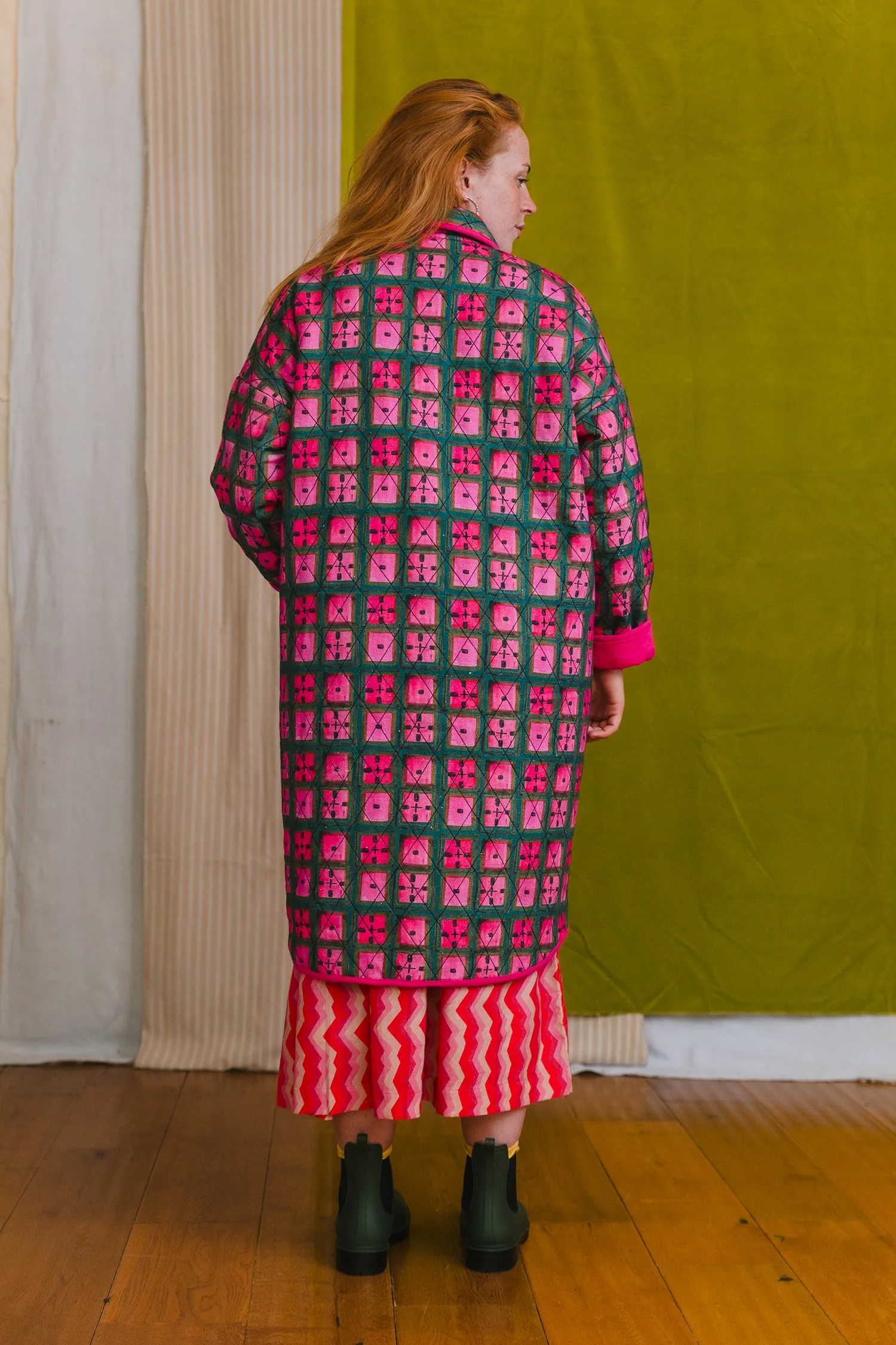 Quilted Overcoat in 'Divine Forest' sold by Humphries & Begg product image thumbnail 3
