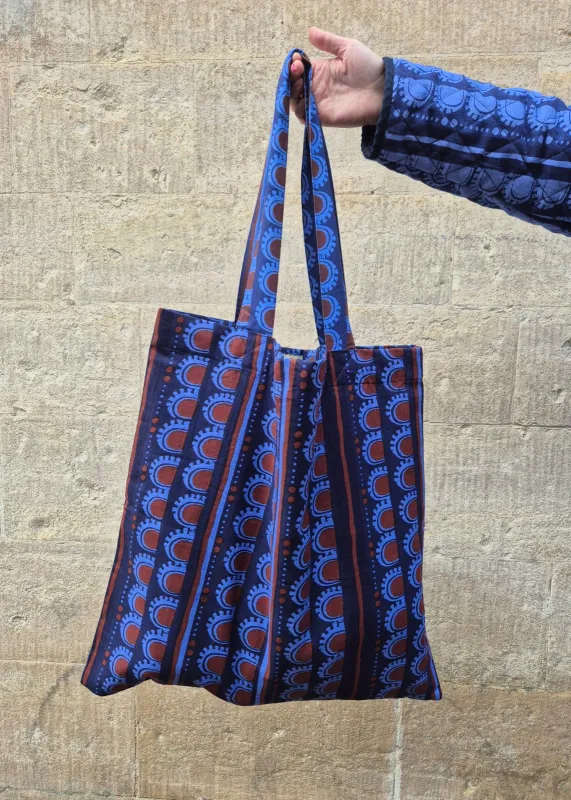 Giant Tote Bag in 'Burgundy Bead' Cotton made by Humphries & Begg