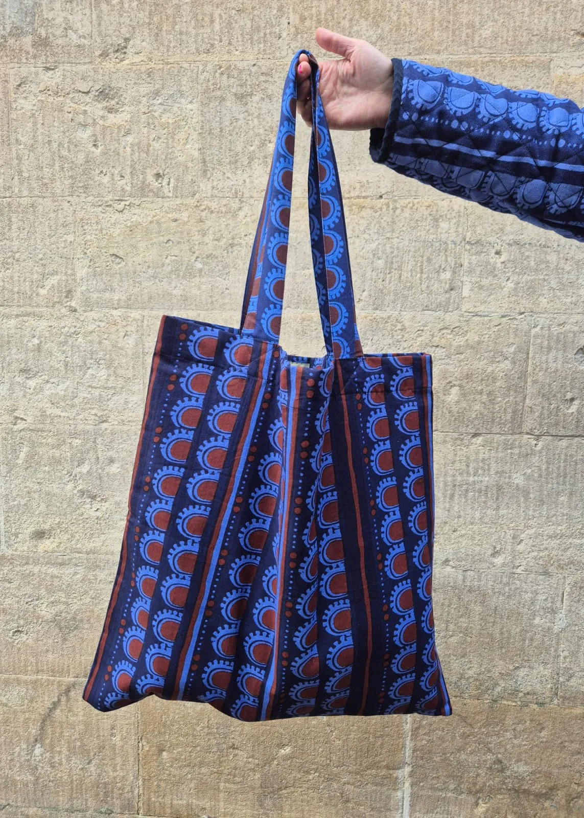 Giant Tote Bag in 'Burgundy Bead' Cotton sold by Humphries & Begg