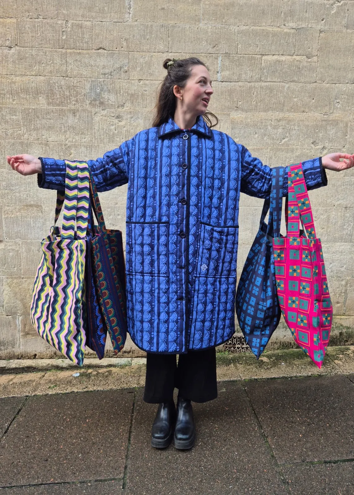 Giant Tote Bag in 'Burgundy Bead' Cotton sold by Humphries & Begg product image thumbnail 2
