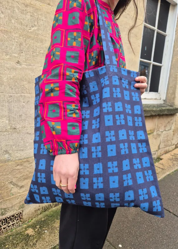 Giant Tote Bag in 'Blue Chess Set' Canvas made by Humphries & Begg