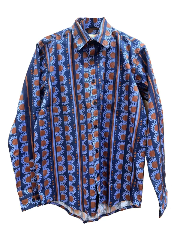 Robbie Shirt in 'Burgundy Bead' made by Humphries & Begg