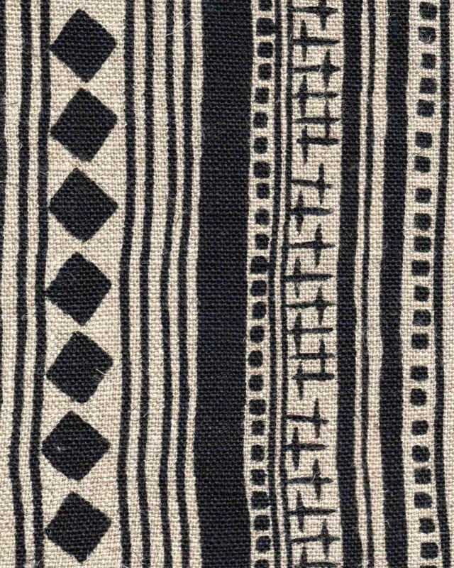 Fabric - Linen - Cabaret Stripe in Black £38 p/m made by Humphries & Begg