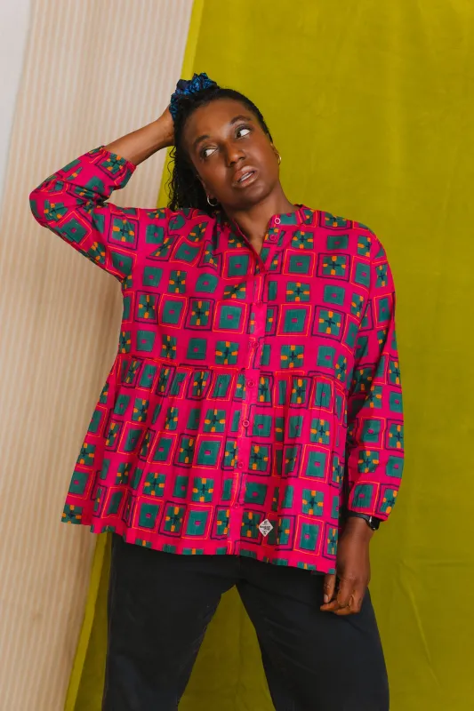 Betty Blouse in 'Splash of Orange' made by Humphries & Begg