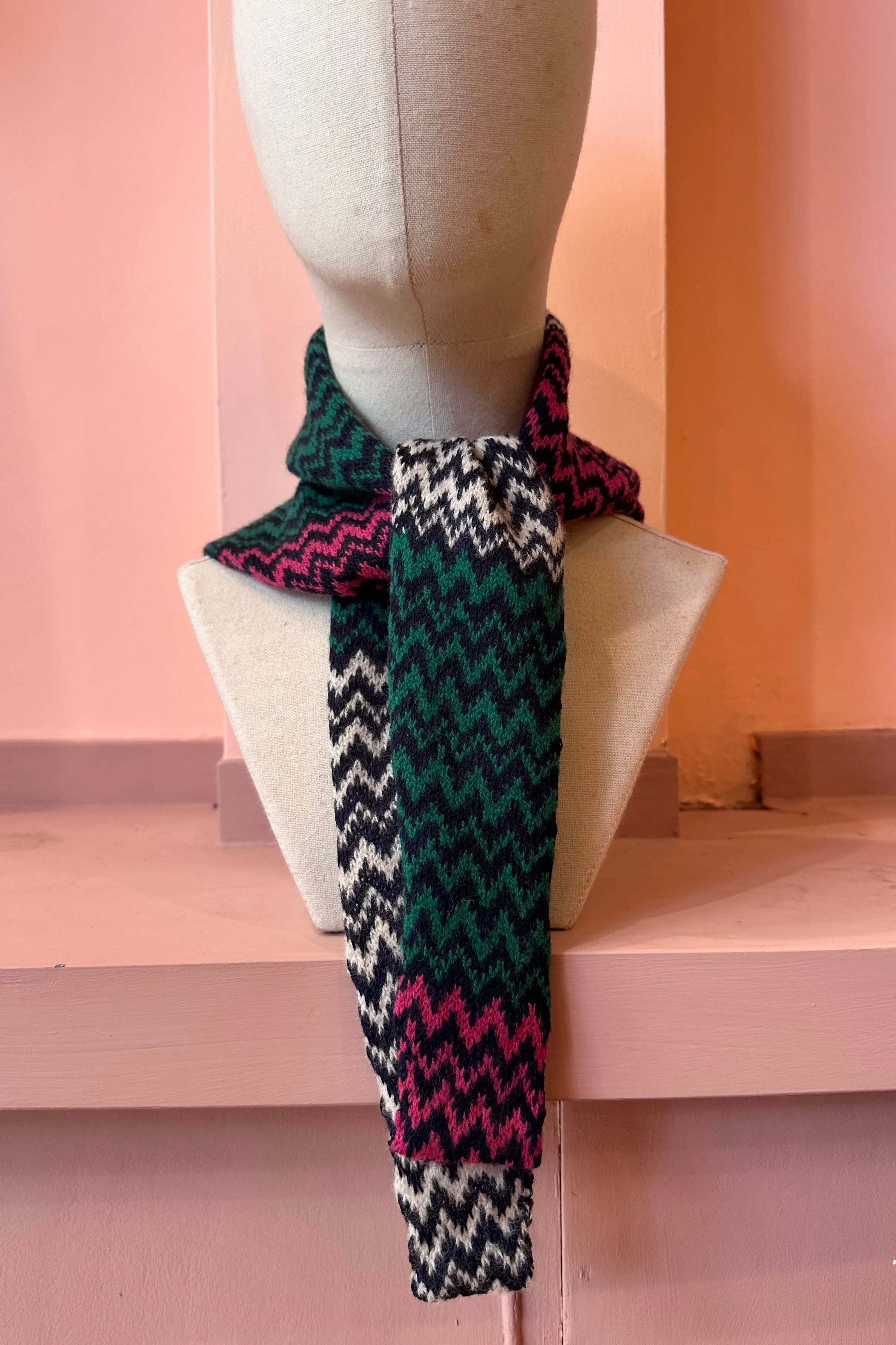 Triangle Scarf: 'Pink, Green & White Spark' sold by Humphries & Begg product image thumbnail 2