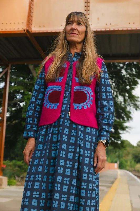 Patty Waistcoat in 'Raspberry Sunset' made by Humphries & Begg