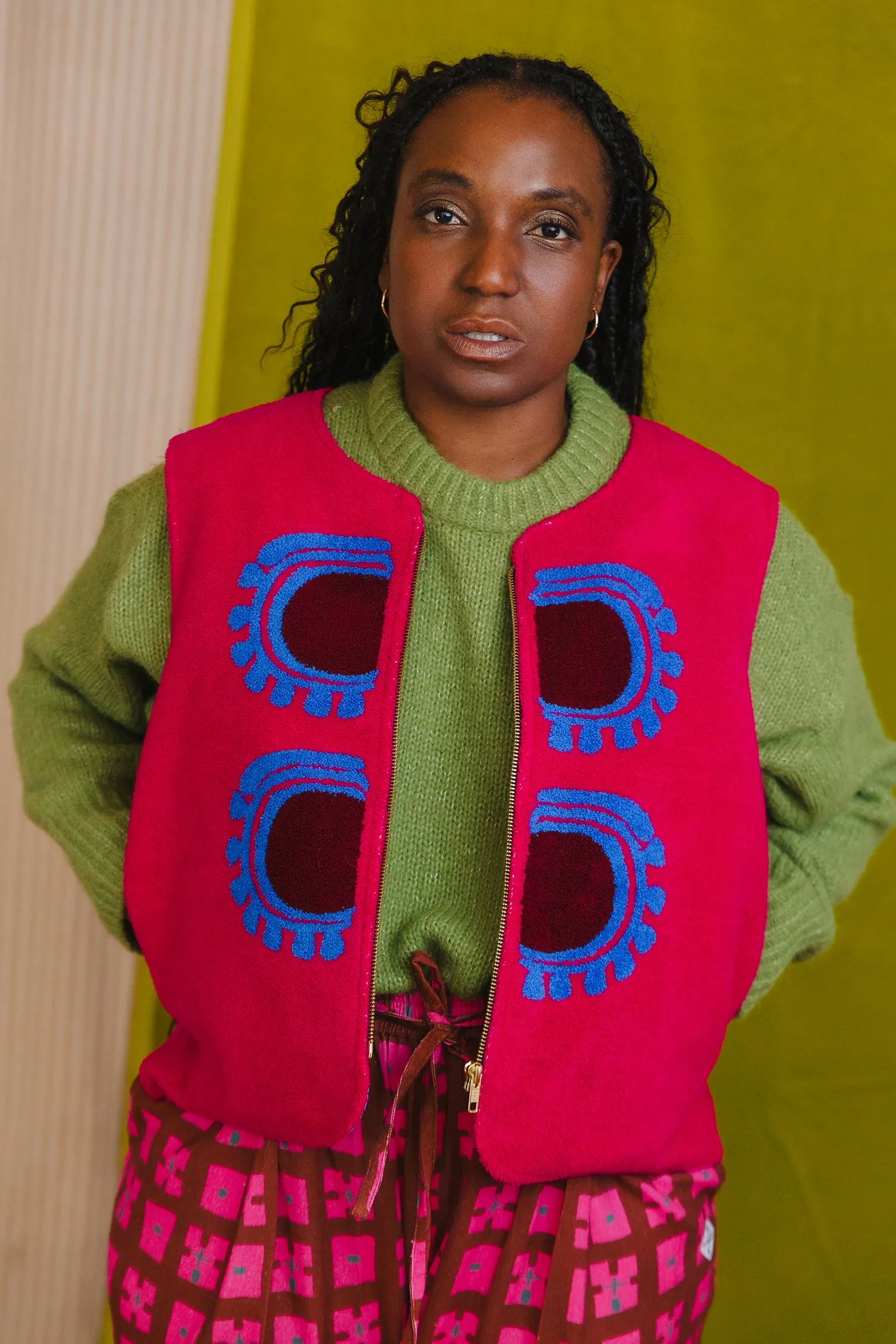 Patty Waistcoat in 'Raspberry Sunset' sold by Humphries & Begg product image thumbnail 3