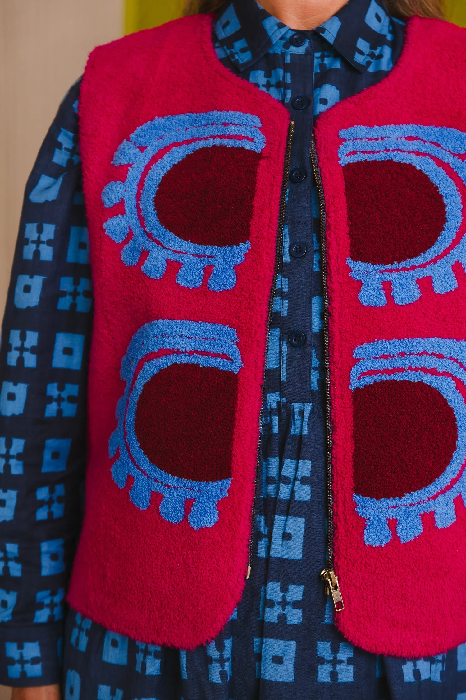 Patty Waistcoat in 'Raspberry Sunset' sold by Humphries & Begg product image thumbnail 5