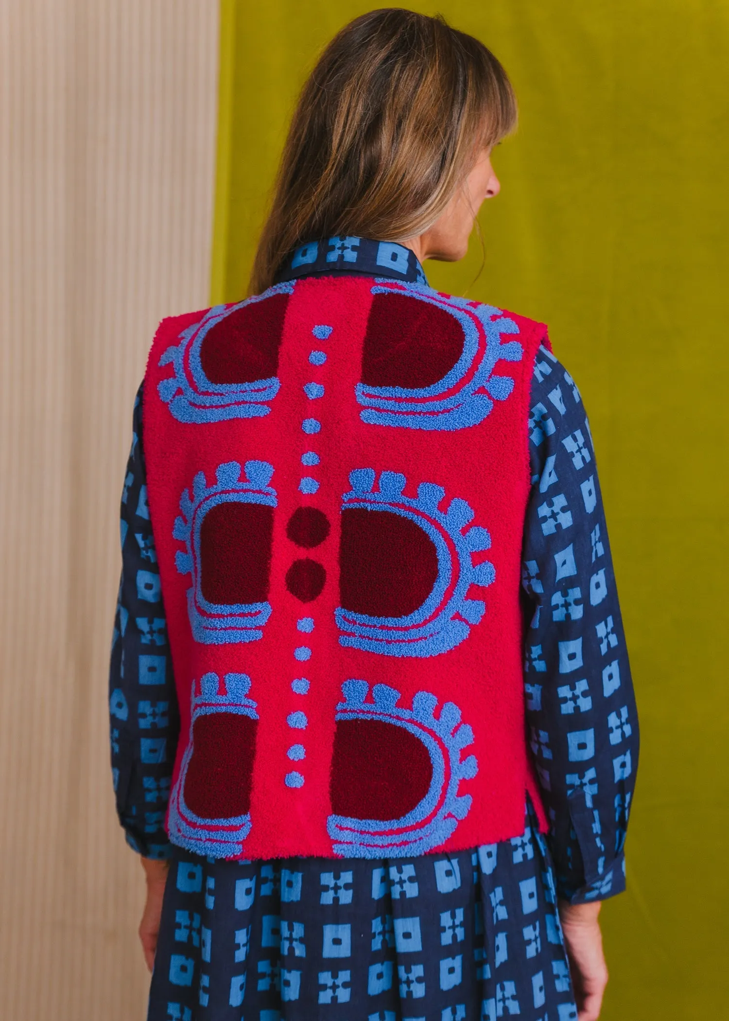 Patty Waistcoat in 'Raspberry Sunset' sold by Humphries & Begg product image thumbnail 2