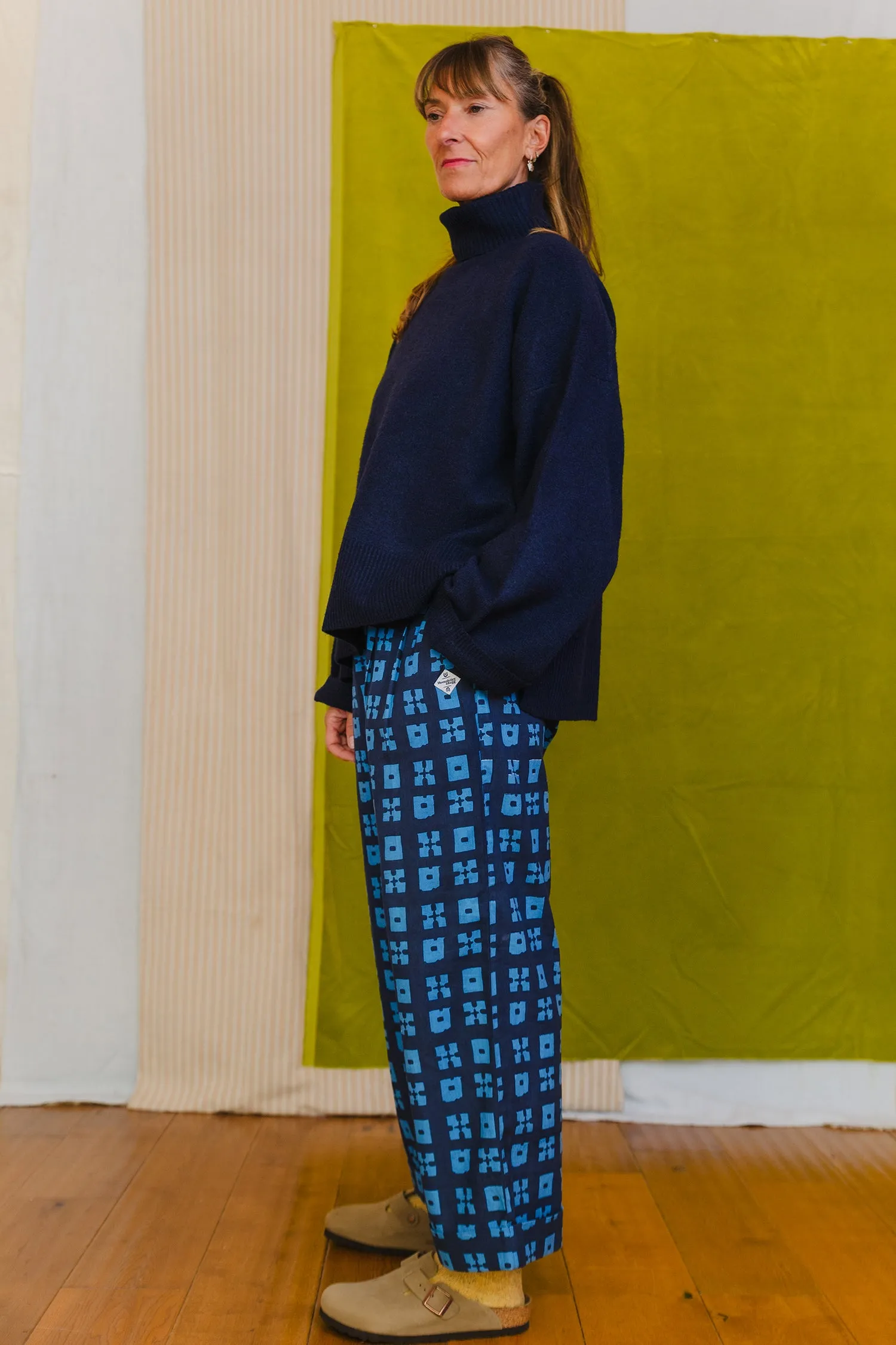 Penny Pants in 'Indigo Chess Set' sold by Humphries & Begg