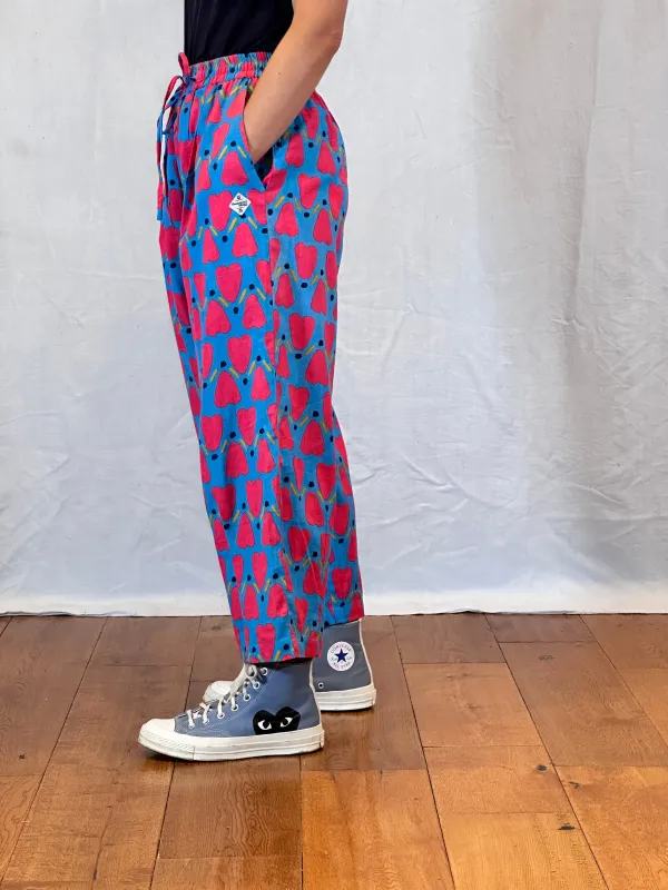 Anko Trousers in 'Blue Honey Heart' made by Humphries & Begg
