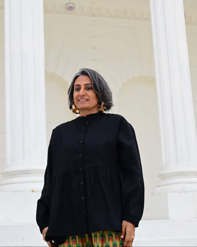 Pre-Order: Betty Blouse in 'Black' made by Humphries & Begg