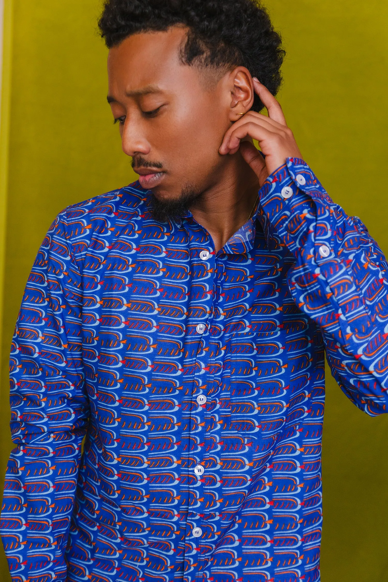 Robbie Shirt in 'Beaky on Blue' sold by Humphries & Begg product image thumbnail 4