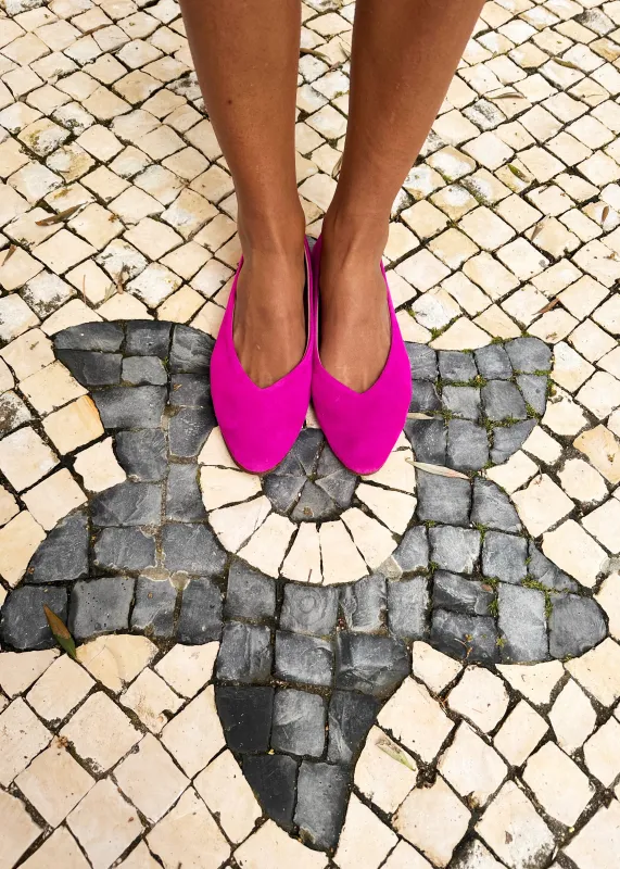 Pre-Order: Fuchsia Suede Ballet Flat made by Humphries & Begg