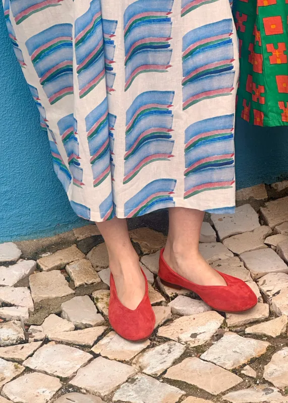 Pre-Order: Terracotta Suede Ballet Flat made by Humphries & Begg