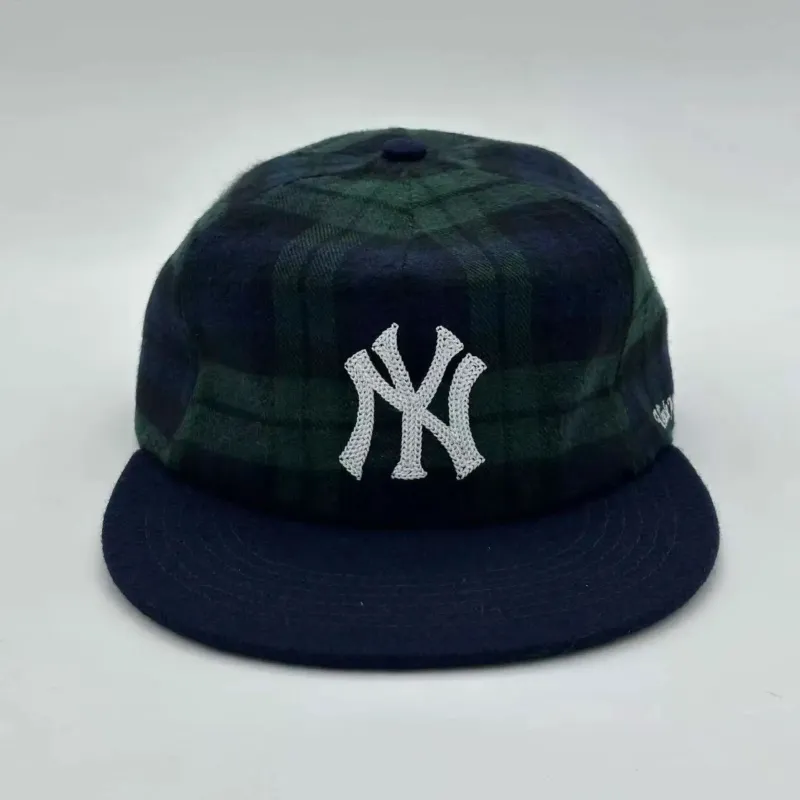 New York Yankees Plaid cap (Navy Blue Brim) made by Uncle Jay‘s Vintage