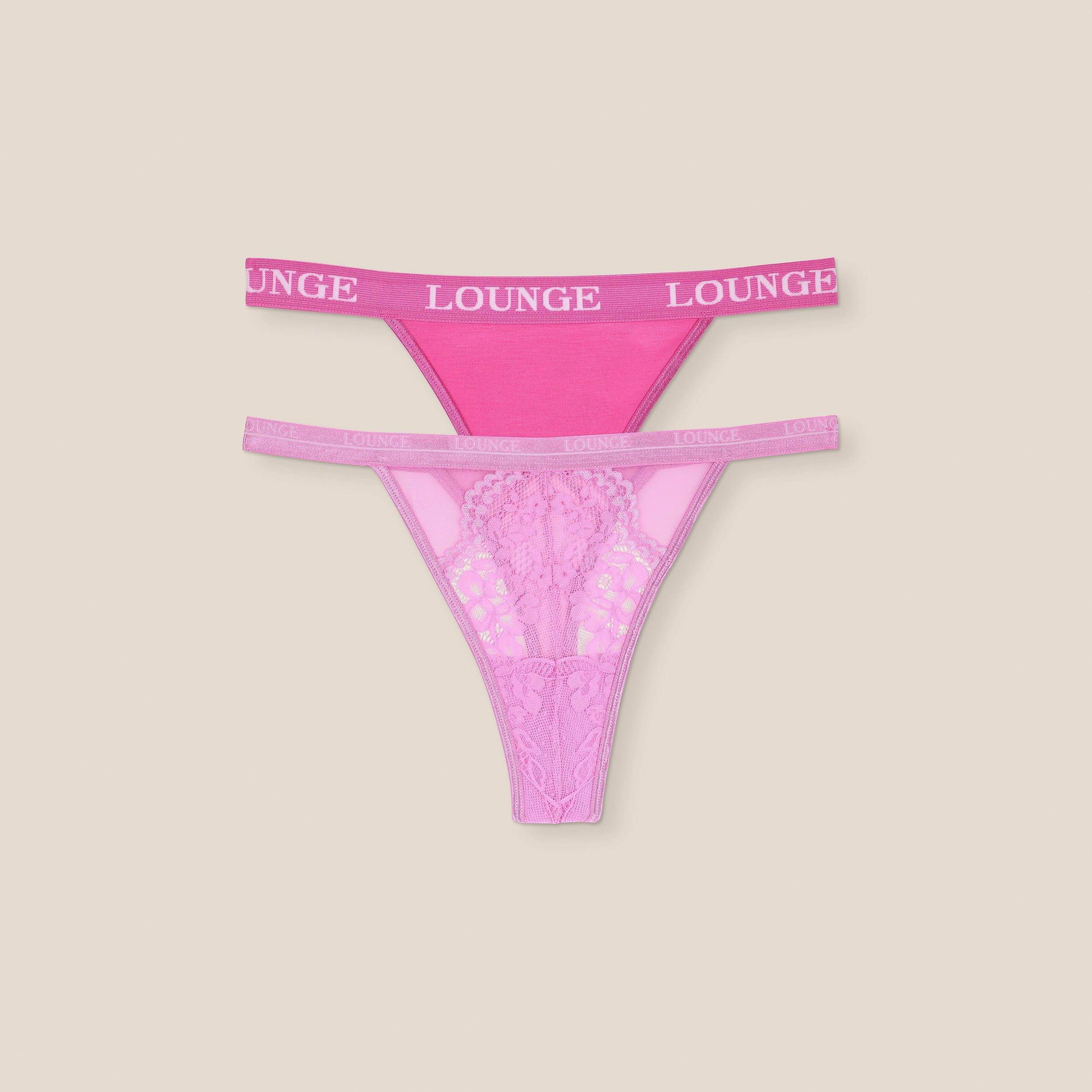 Limited Edition Blossom/Triangle Thong (2 Pack) - Pink sold by Lounge Underwear