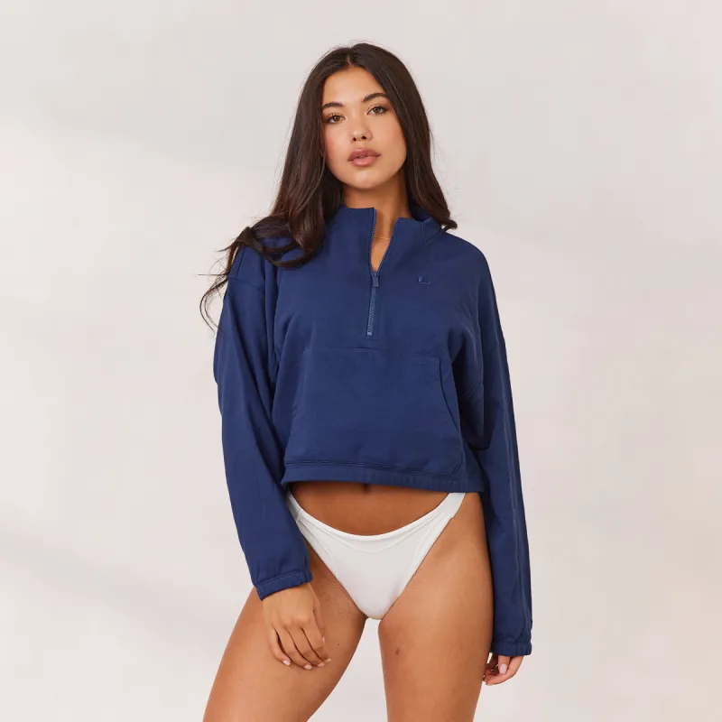 Varsity Quarter Zip Jumper - Navy sold by Lounge Underwear
