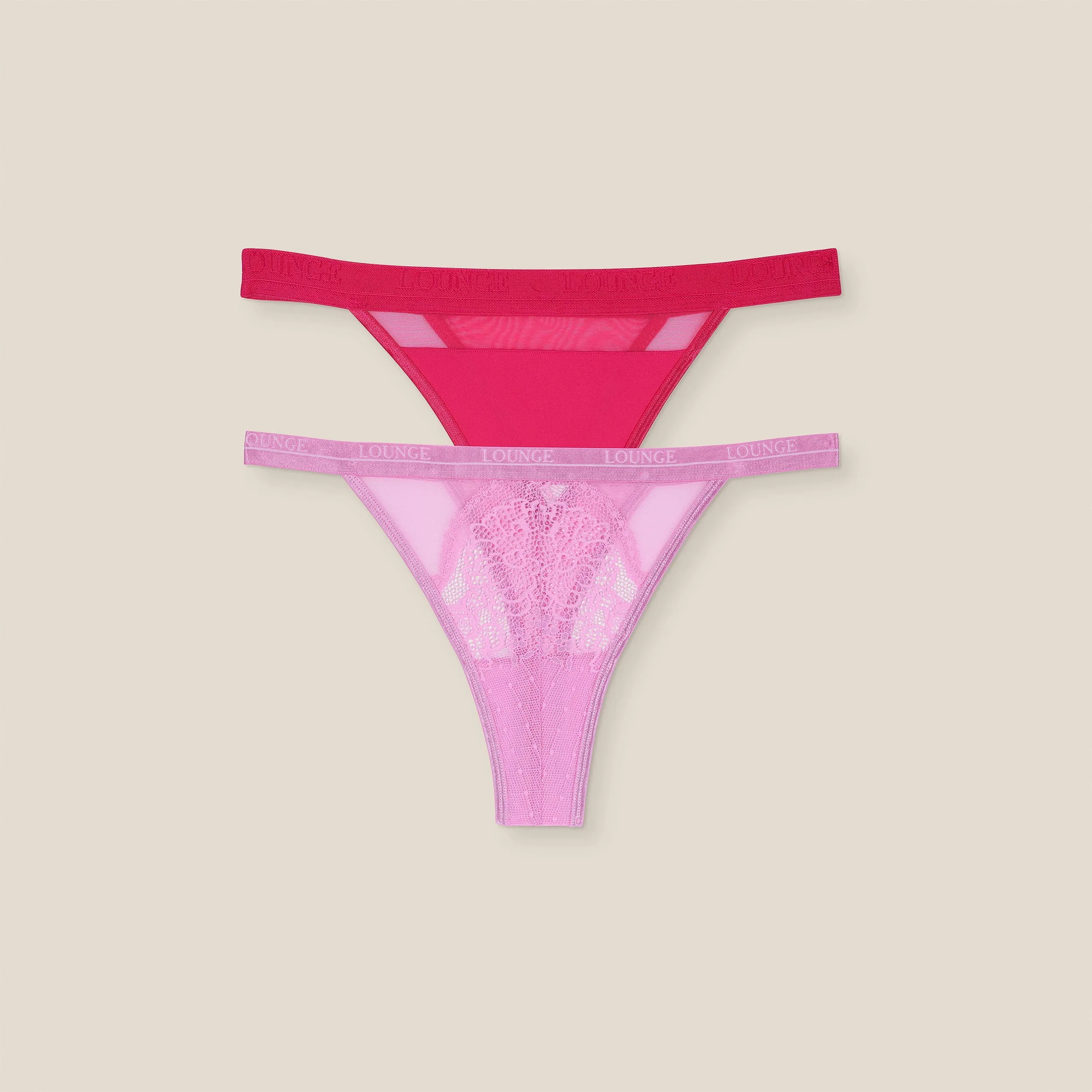 Limited Edition Mesh/Royal Thong (2 Pack) - Pink sold by Lounge Underwear