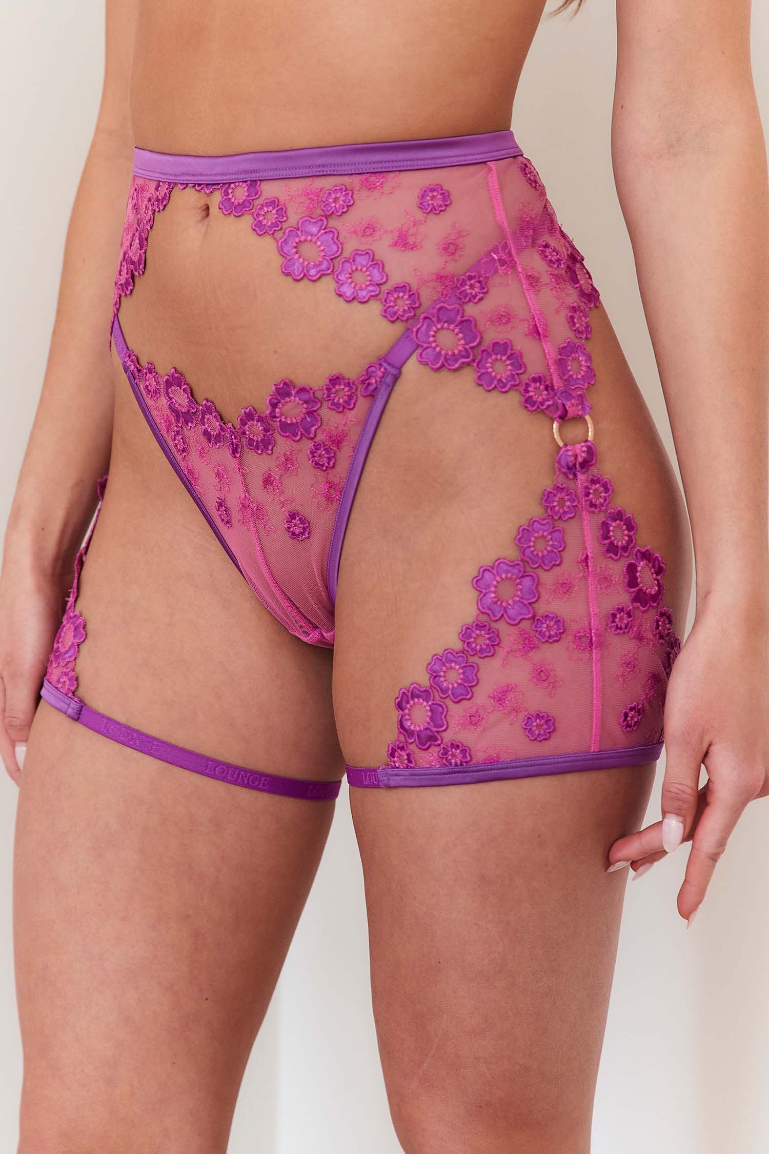 Roxanne Intimates Thong & Suspender Belt (Set) - Violet sold by Lounge Underwear product image thumbnail 2