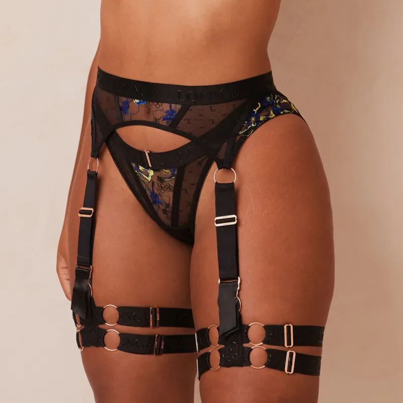 Vita Intimates Thong & Suspender Belt - Black sold by Lounge Underwear