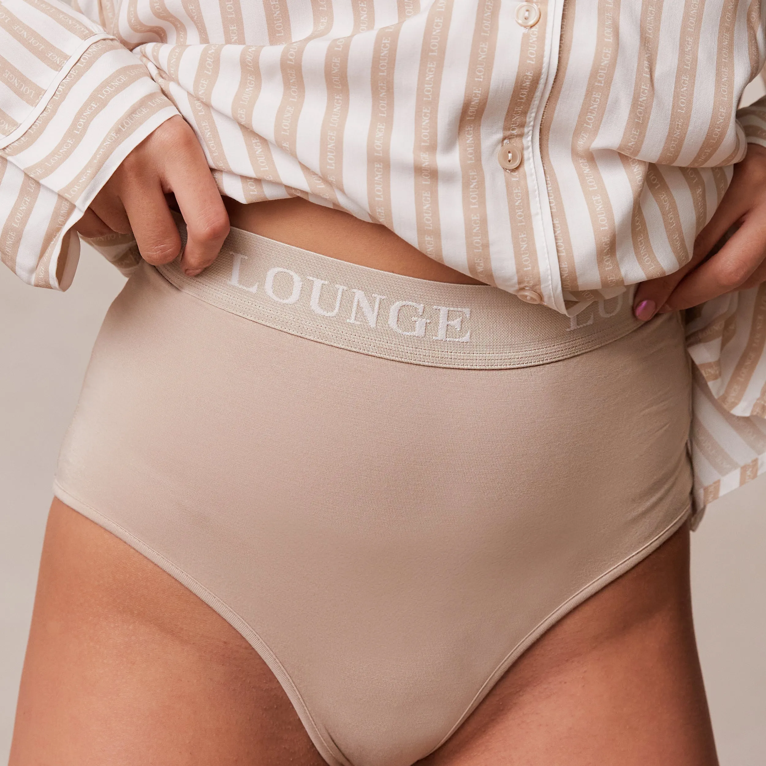 Pinstripe Pyjama Briefs - Mink sold by Lounge Underwear