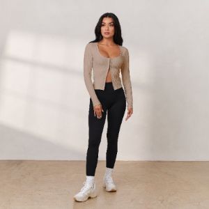 Cosy Hook and Eye Long Sleeve Top - Oat sold by Lounge Underwear