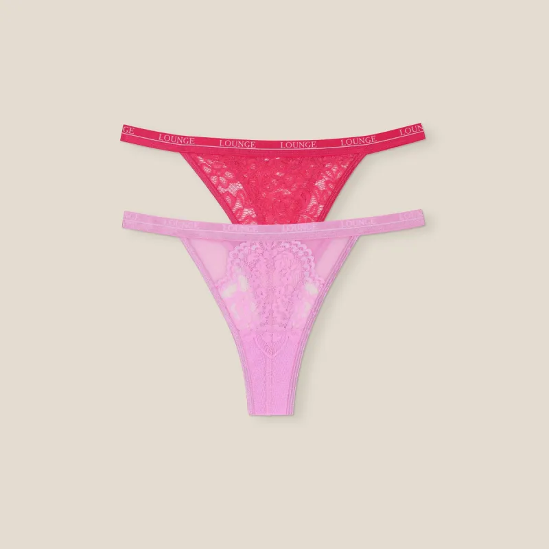 Limited Edition Blossom/Balcony Thong (2 Pack) - Pink sold by Lounge Underwear