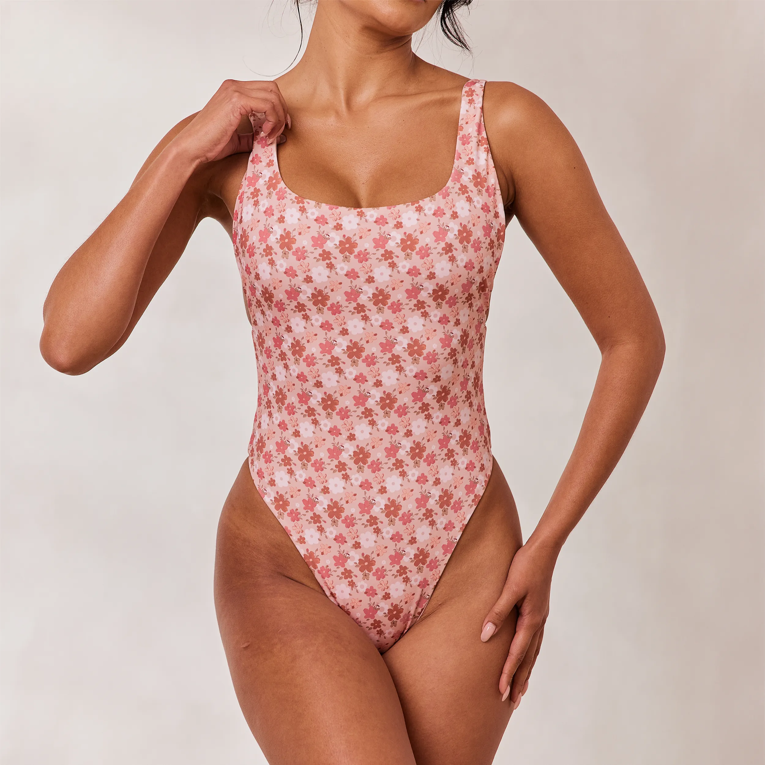 Reversible High Leg Swimsuit - Pink/Floral sold by Lounge Underwear product image thumbnail 3