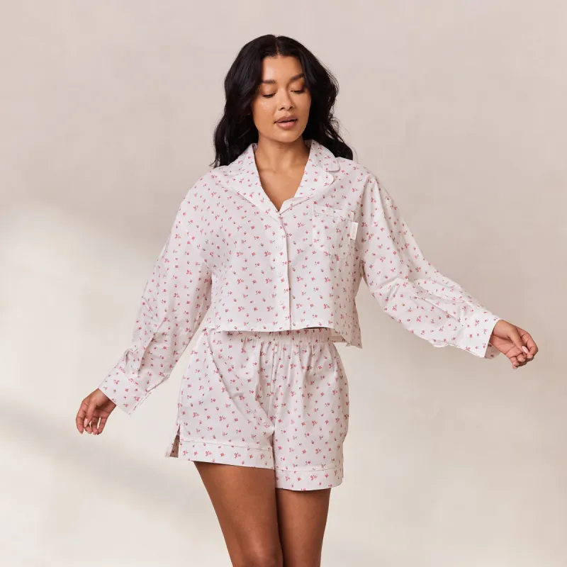 Floral Pyjama Shirt - White Print sold by Lounge Underwear