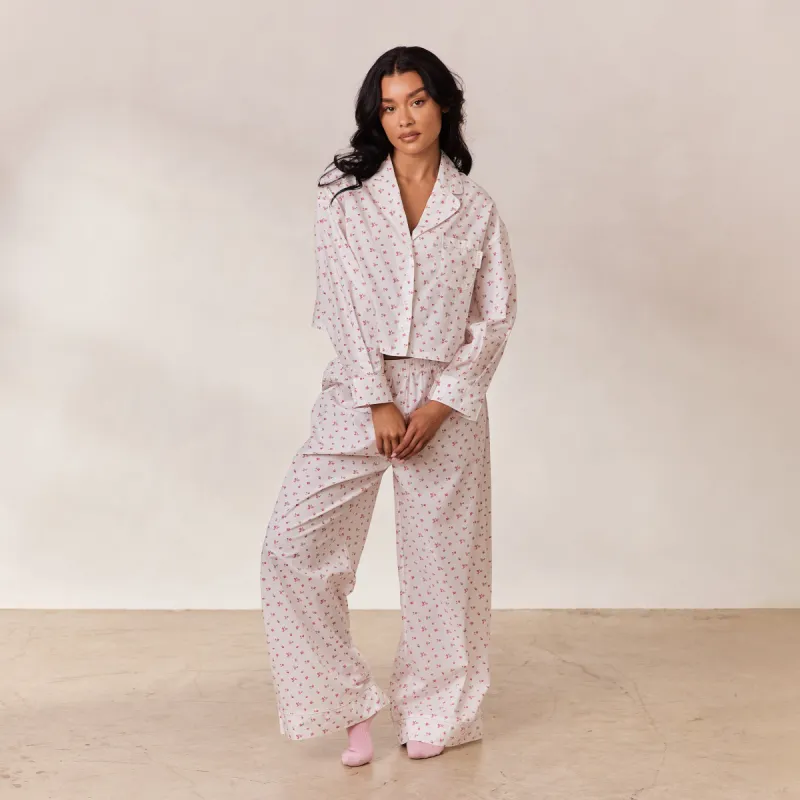 Floral Pyjama Bottoms - White Print sold by Lounge Underwear