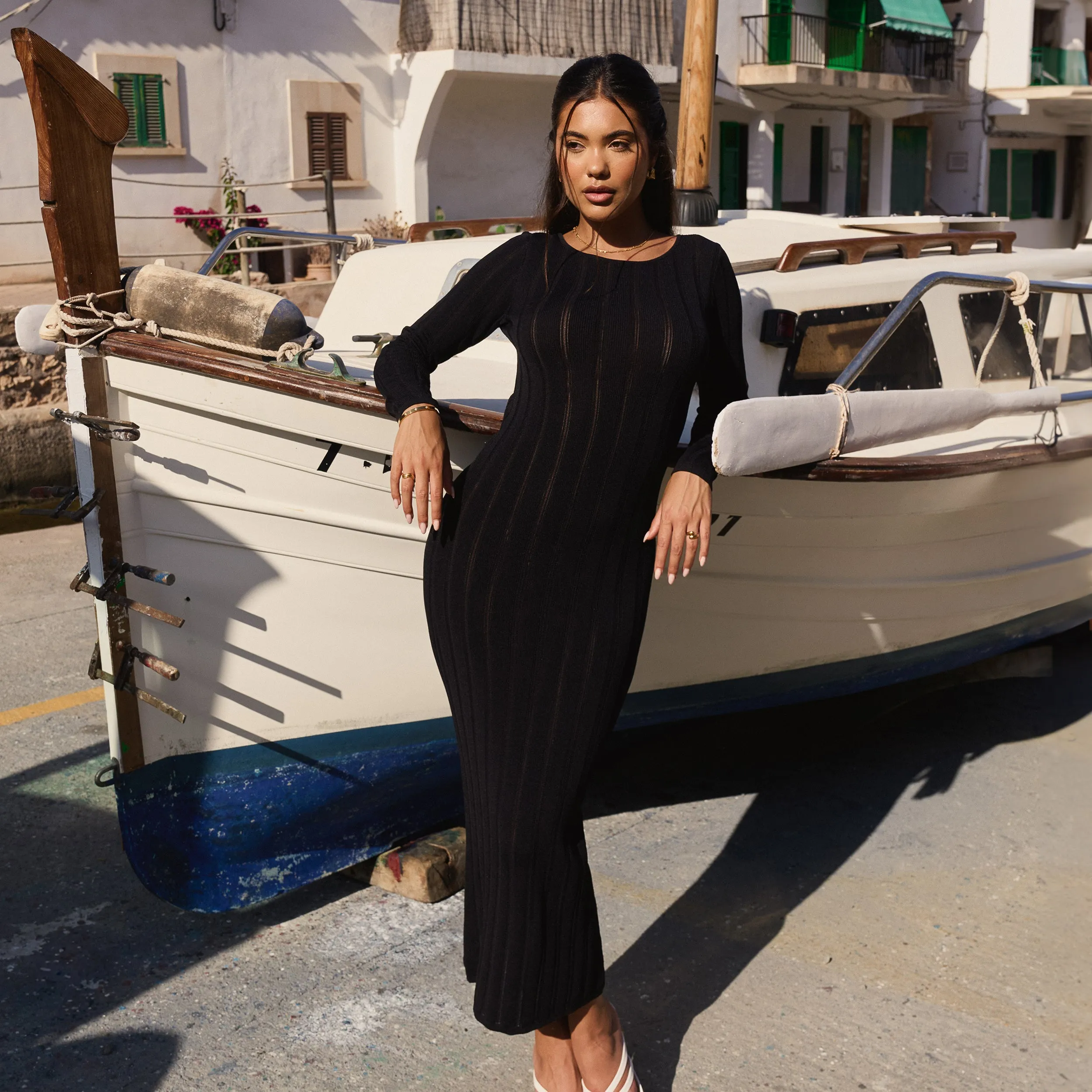 Knitted Maxi Dress - Black sold by Lounge Underwear