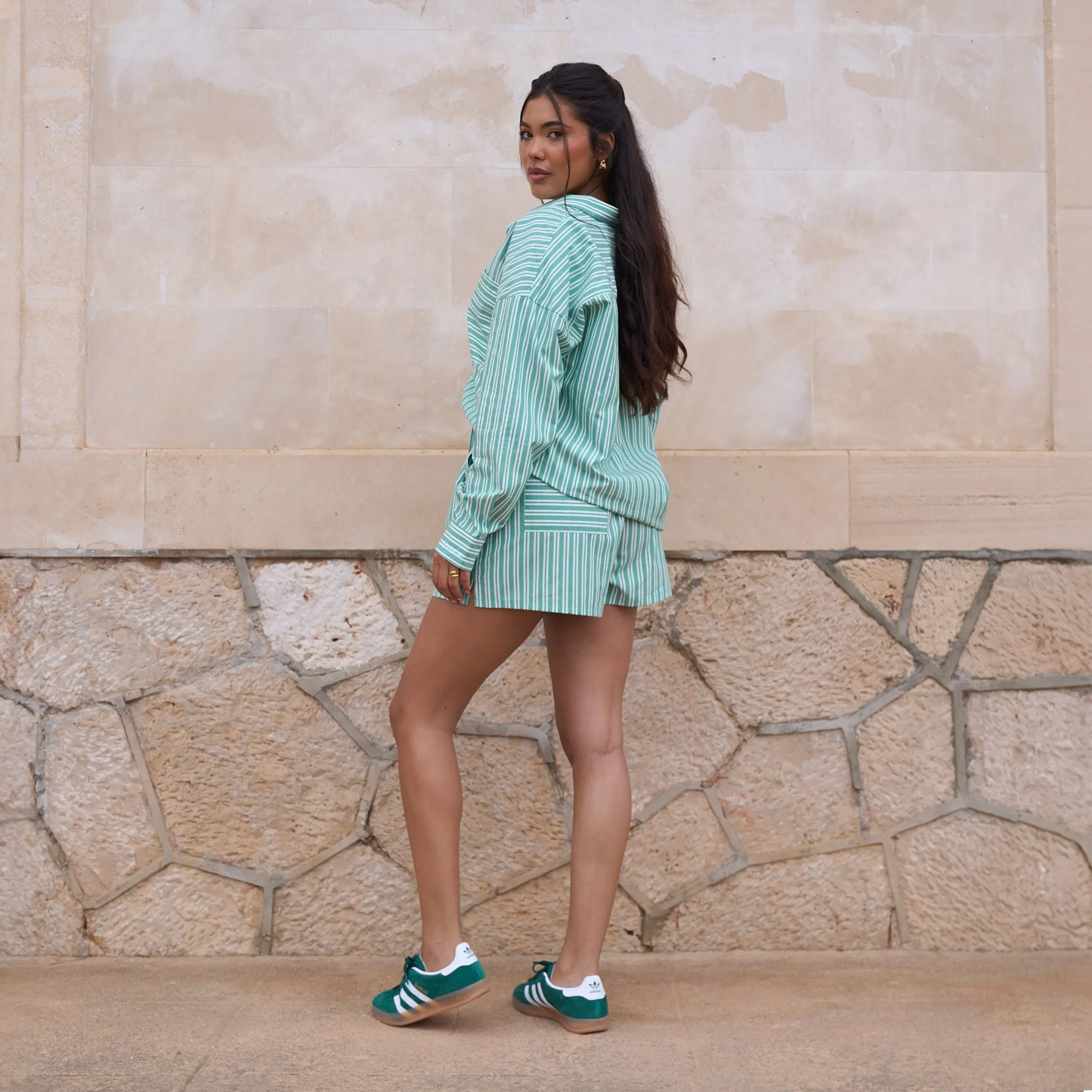 Oversized Pinstripe Shirt - Green sold by Lounge Underwear product image thumbnail 3