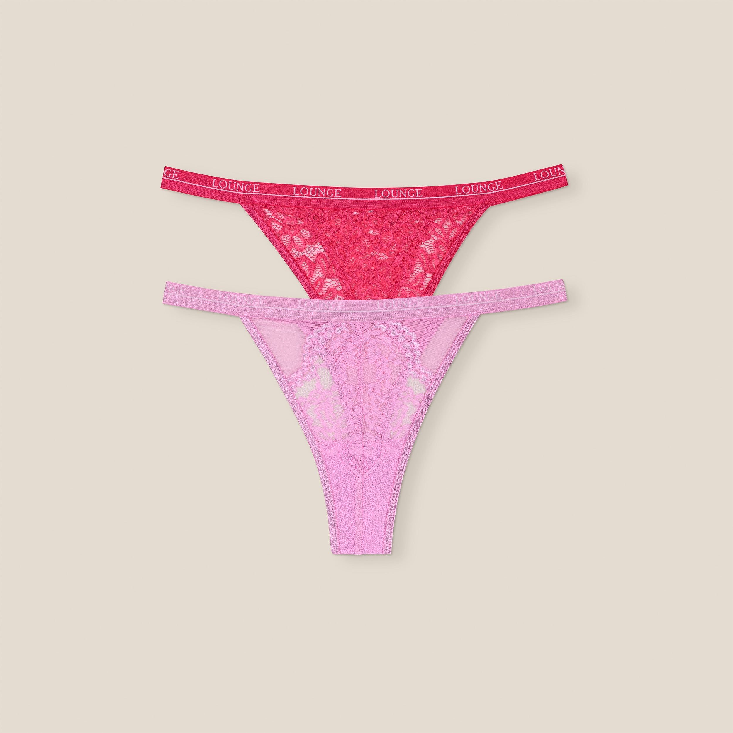 Limited Edition Blossom/Balcony Thong (2 Pack) - Pink sold by Lounge Underwear