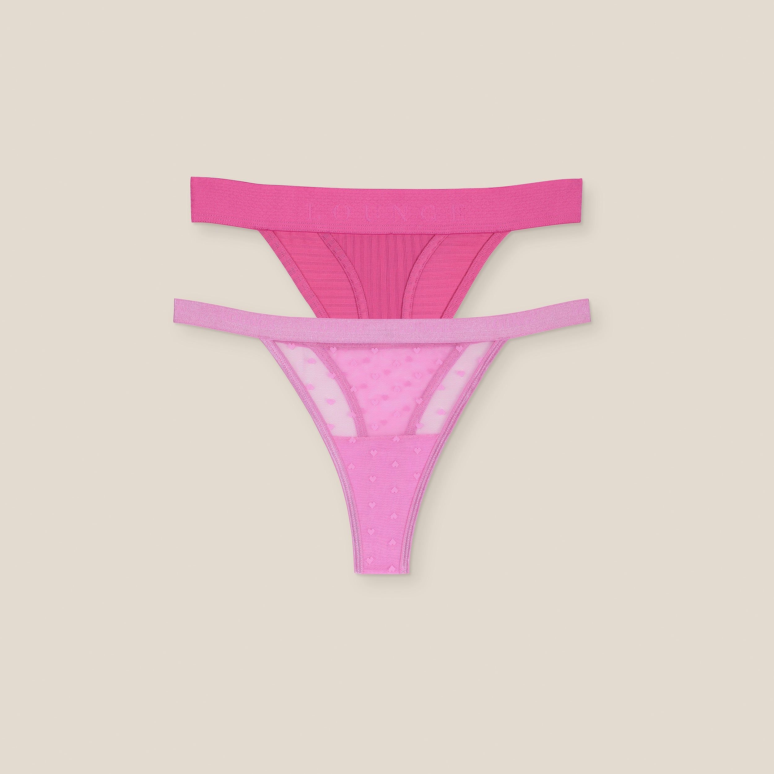Limited Edition Love Heart/Bare Thong (2 Pack) - Pink sold by Lounge Underwear