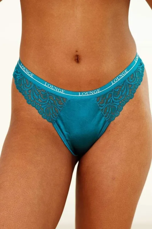 Silk Thong (Set) - Turquoise sold by Lounge Underwear