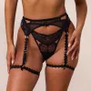 Sirena Intimates G-String & Suspender Belt (Set) - Black sold by Lounge Underwear