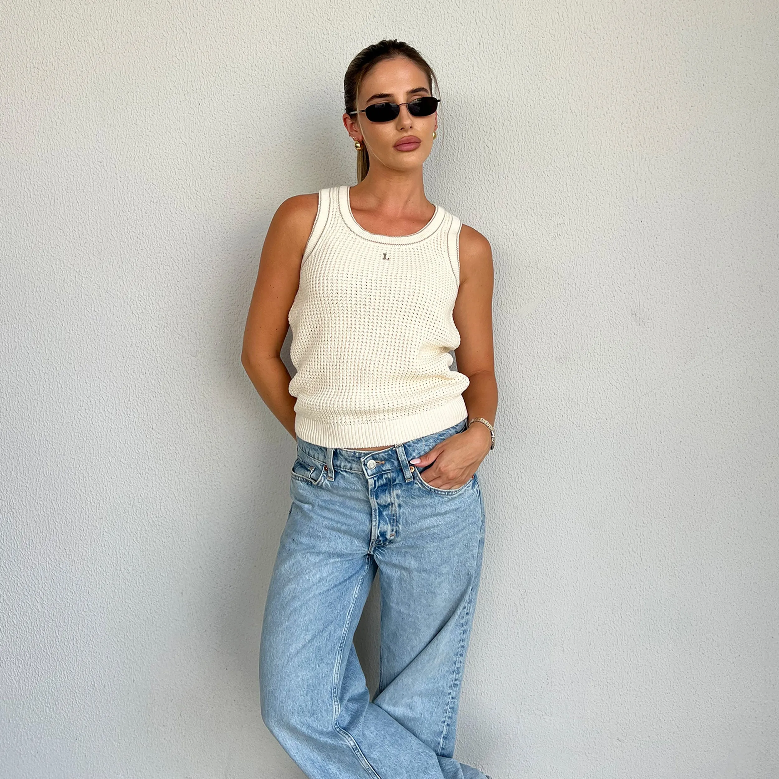 Knitted Vest Top - Cream sold by Lounge Underwear product image thumbnail 3