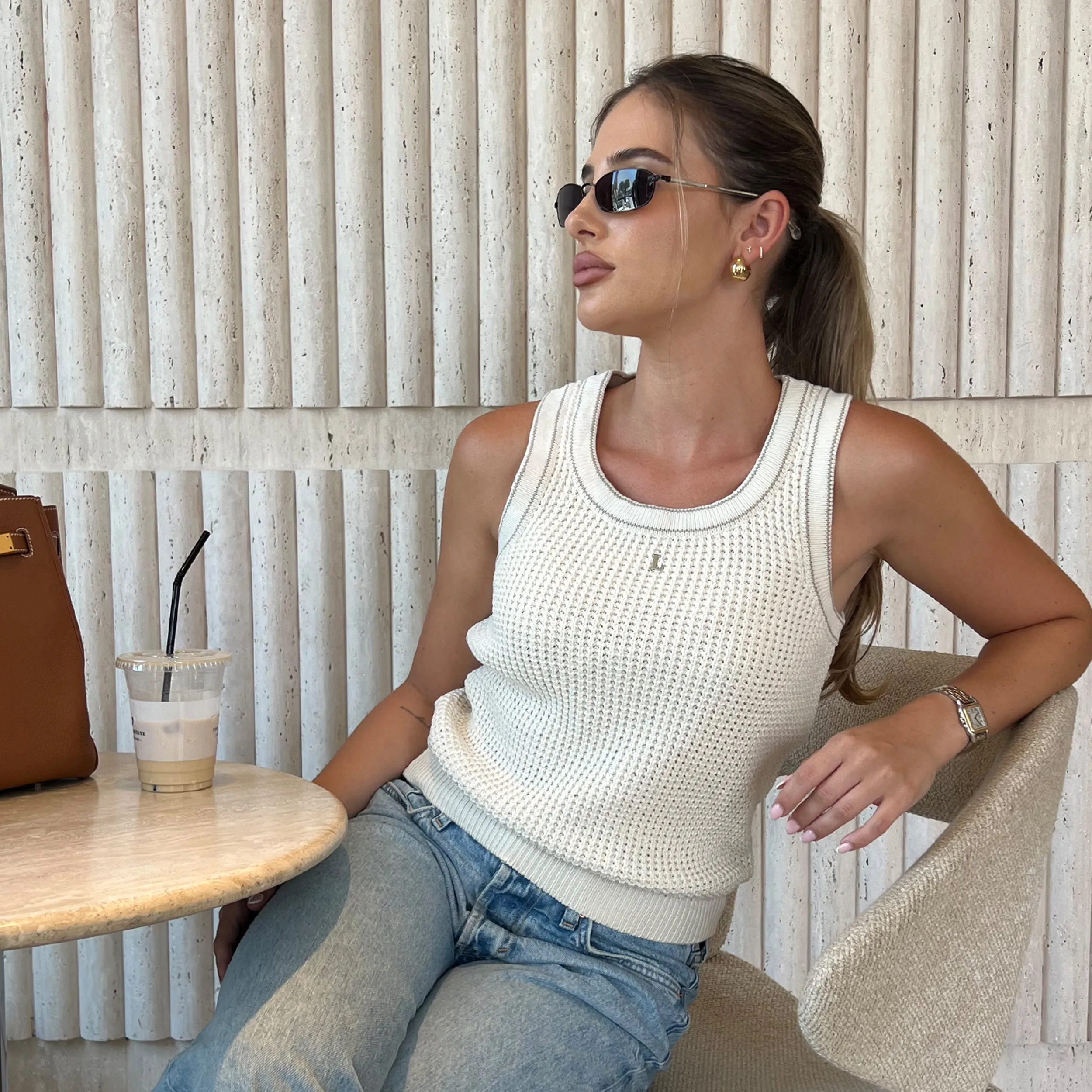 Knitted Vest Top - Cream sold by Lounge Underwear product image thumbnail 2