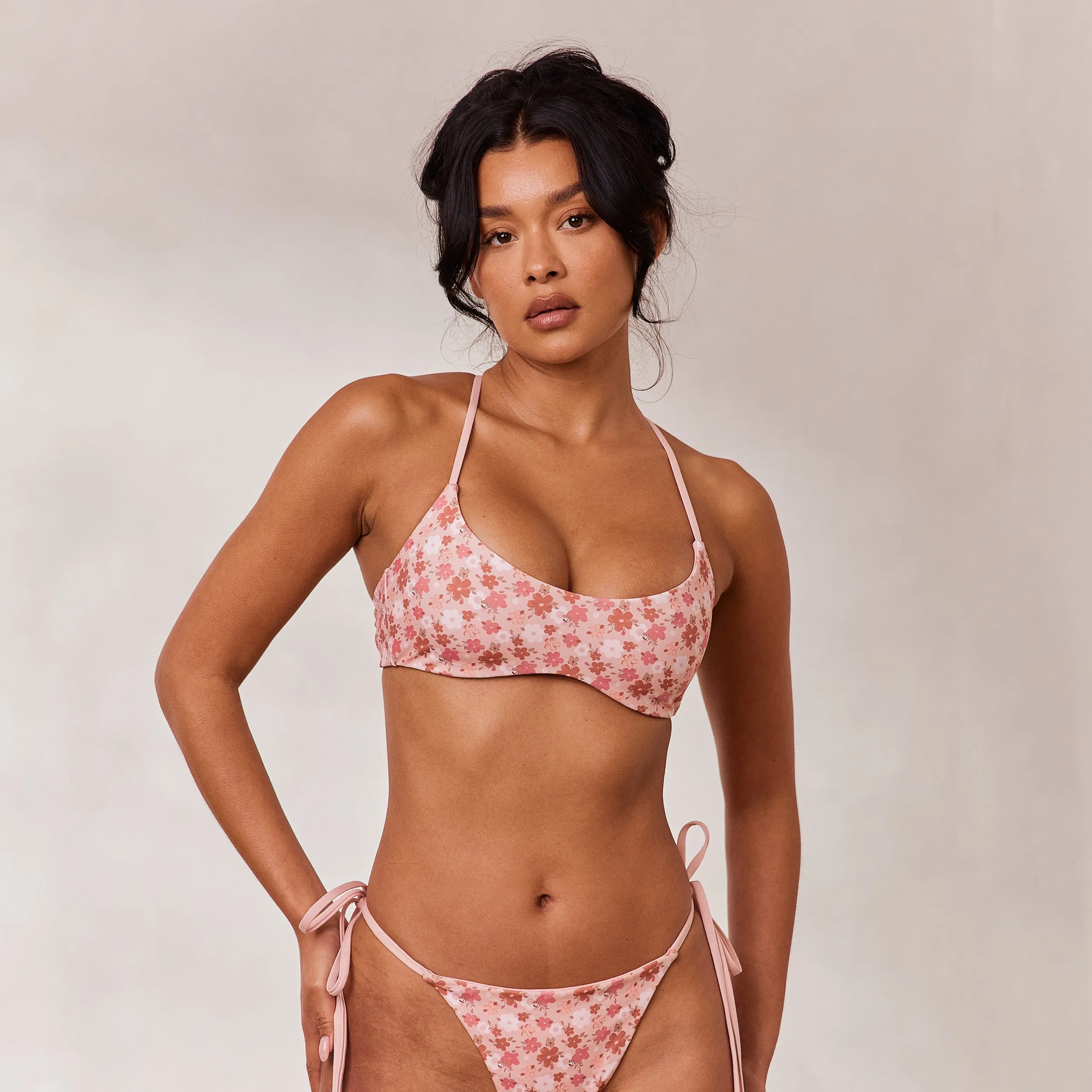 Reversible Bralette Bikini Top - Pink/Floral sold by Lounge Underwear product image thumbnail 4