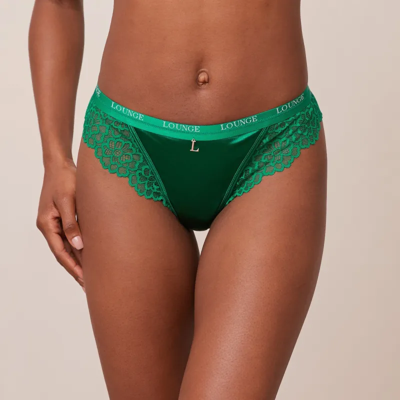 Silk Thong (Set) - Emerald sold by Lounge Underwear