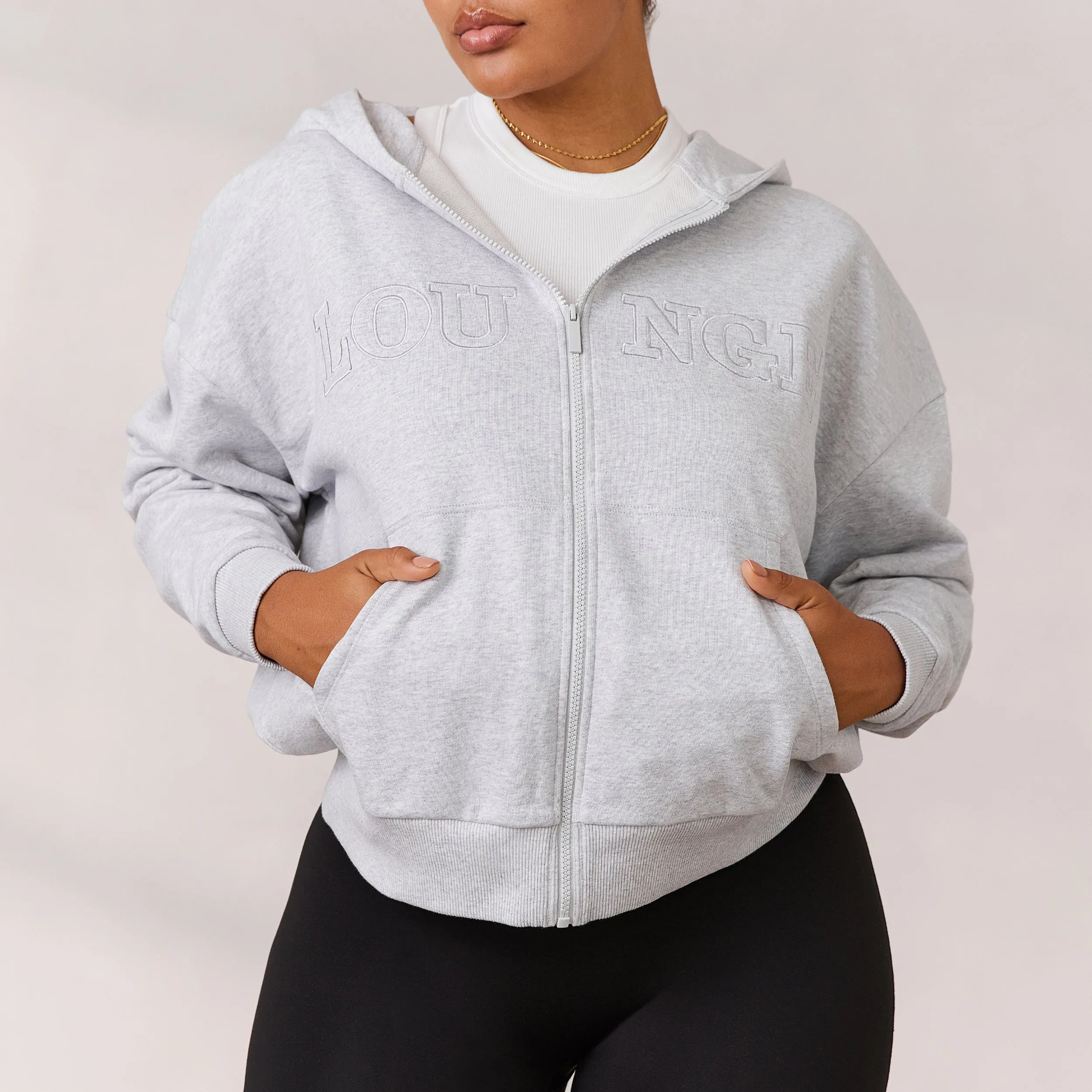 Varsity Zip-Up Hoodie - Frost Melange sold by Lounge Underwear product image thumbnail 2