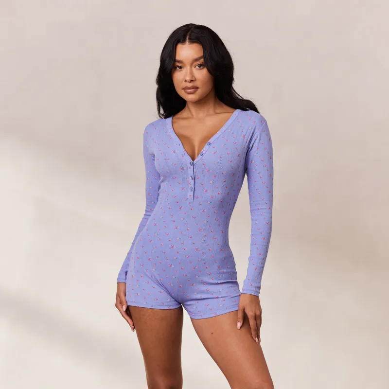 Floral Romper - Blue Print sold by Lounge Underwear