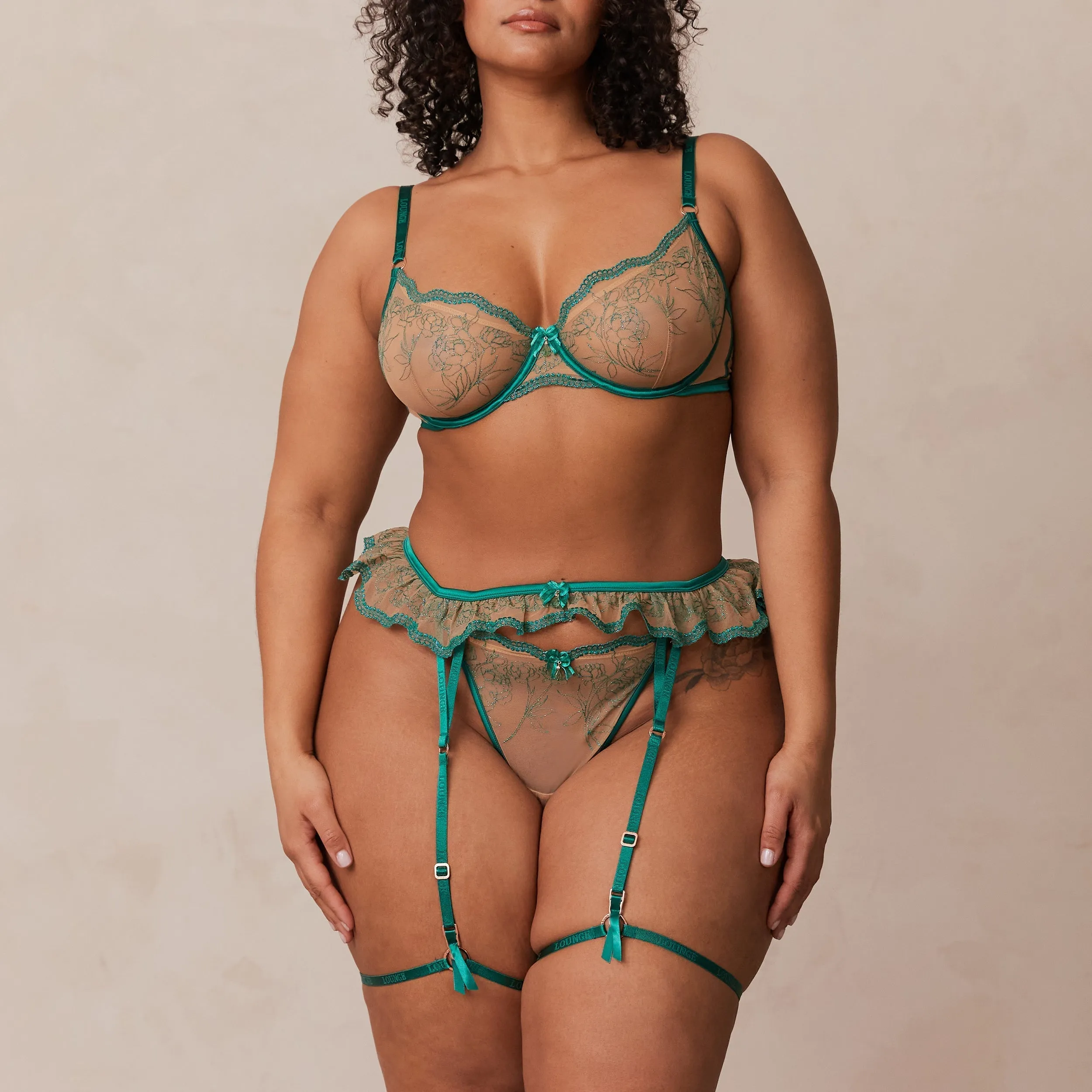 Celine Intimates Thong & Suspender Belt (Set) - Green sold by Lounge Underwear product image thumbnail 2