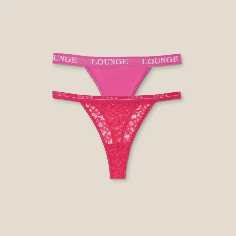 Limited Edition Balcony/Triangle Thong (2 Pack) - Pink sold by Lounge Underwear