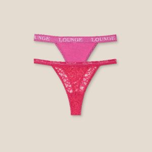 Limited Edition Balcony/Triangle Thong (2 Pack) - Pink sold by Lounge Underwear