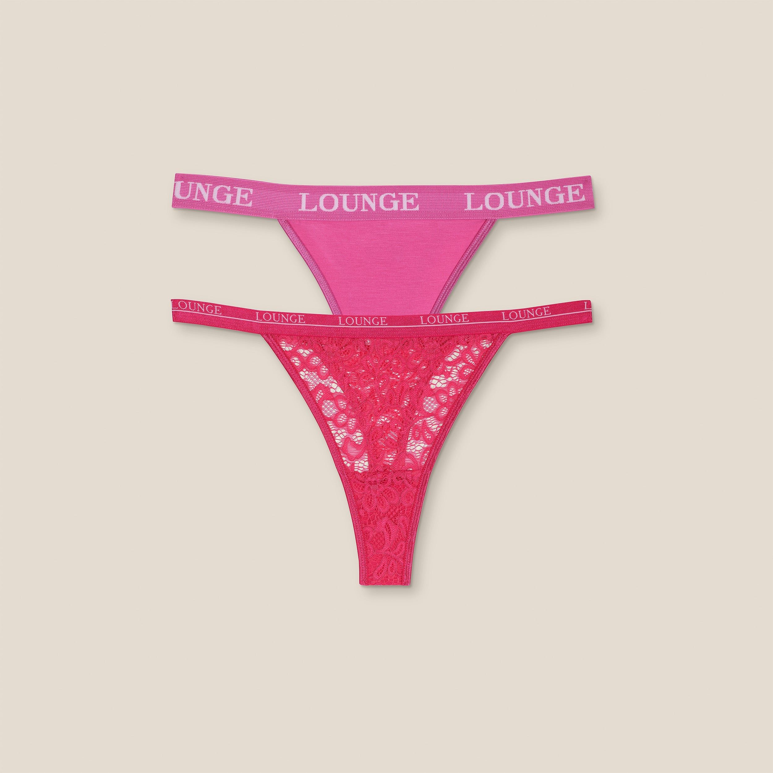 Limited Edition Balcony/Triangle Thong (2 Pack) - Pink sold by Lounge Underwear