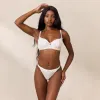 Rosebud Ribbed Balcony Bra - White sold by Lounge Underwear