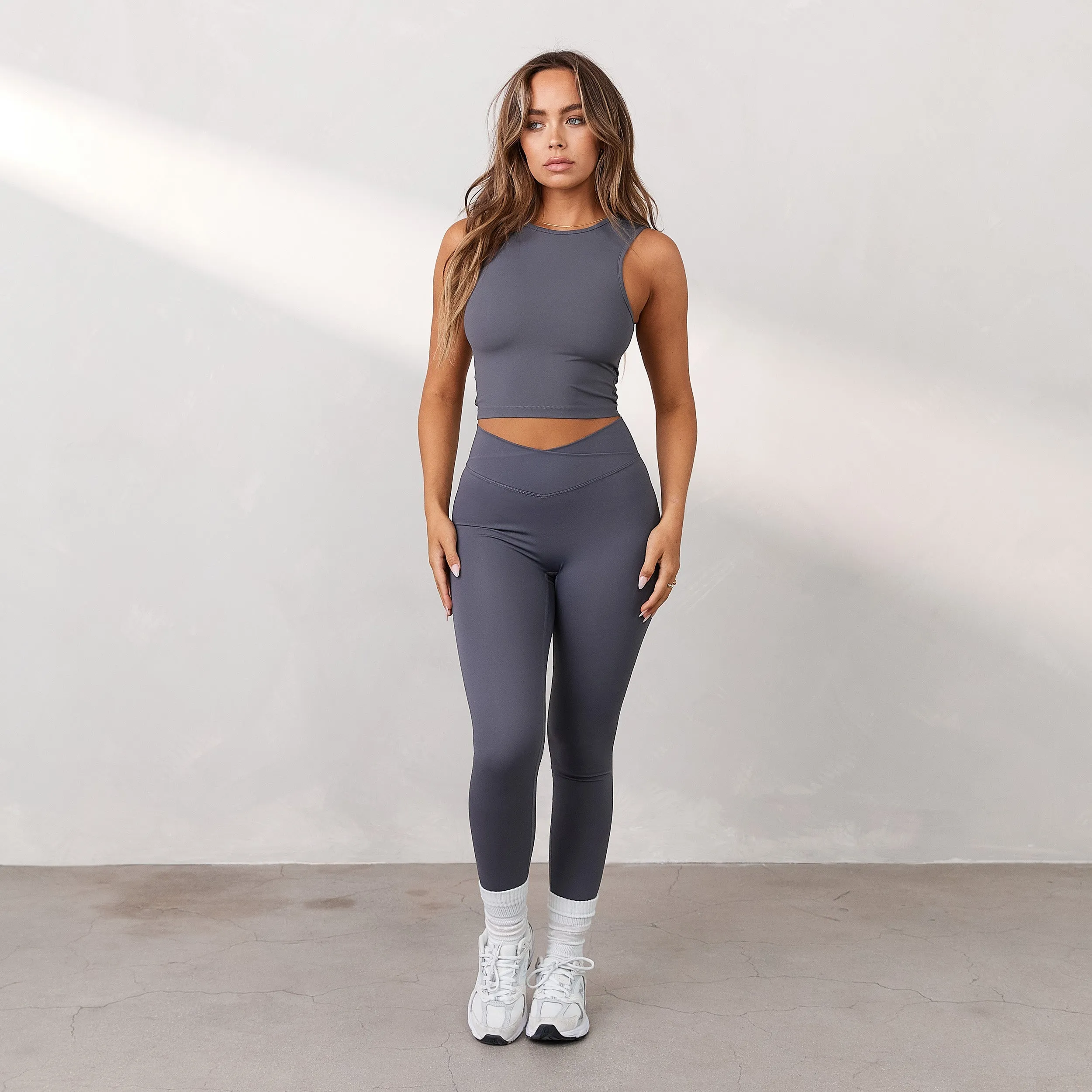 Silhouette Crossover Leggings - Smoked Blue sold by Lounge Underwear