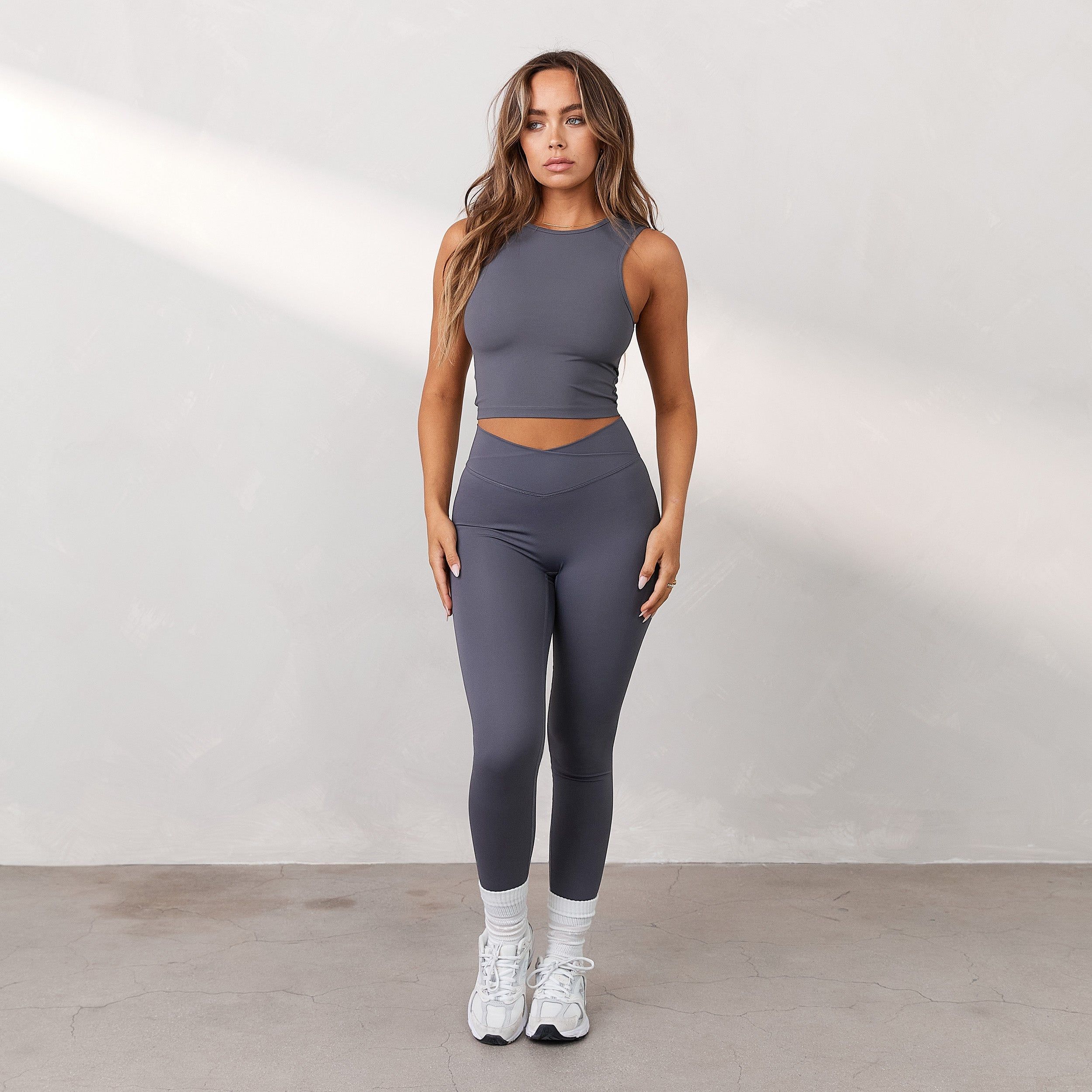 Silhouette Crossover Leggings - Smoked Blue sold by Lounge Underwear